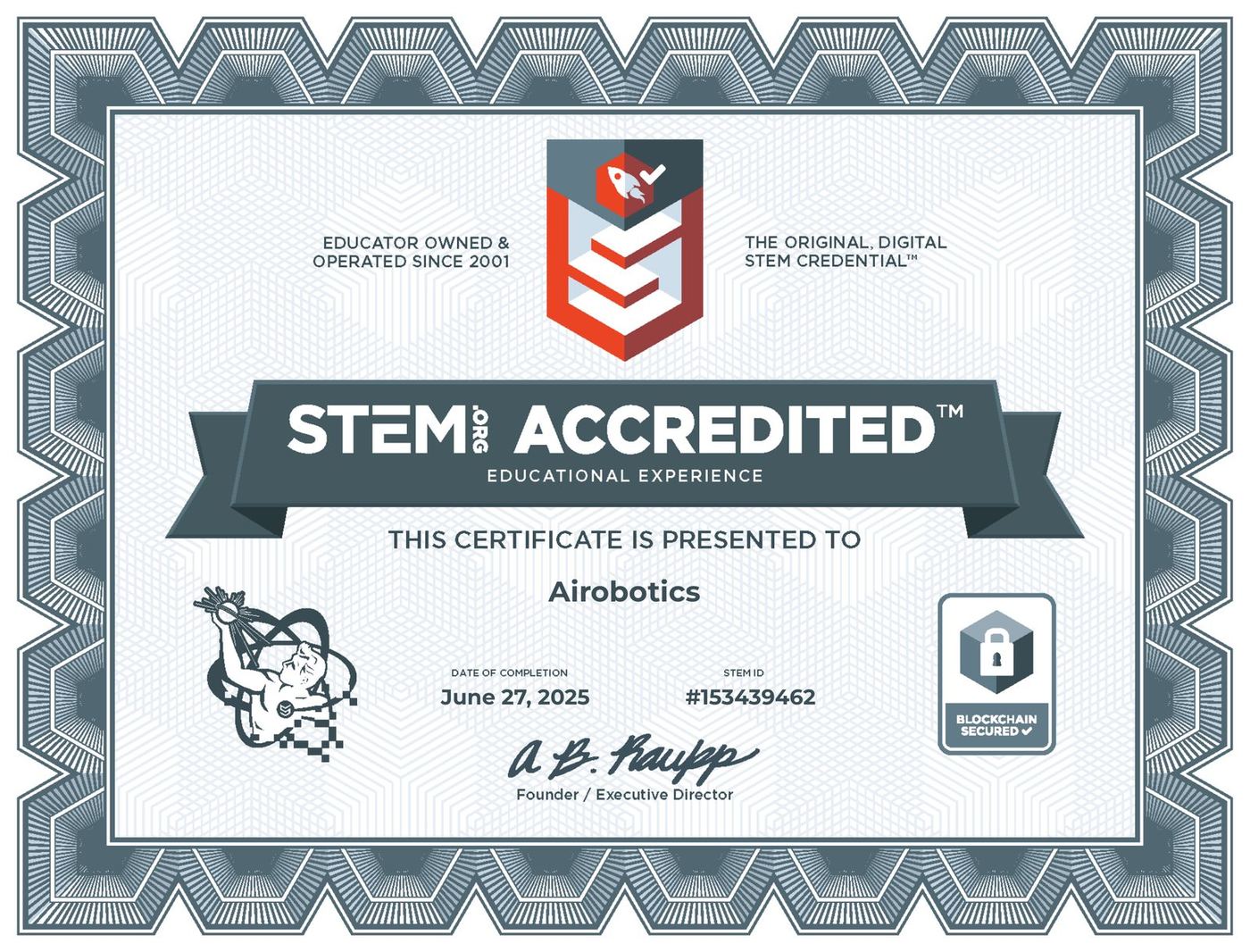 STEM.org Accredited — Airobotics, STEM ID #153439462